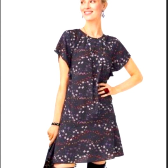 CAbi Dress Women’s Muse Dark Grey Floral Print Flutter Sleeve Size M - Picture 1 of 12